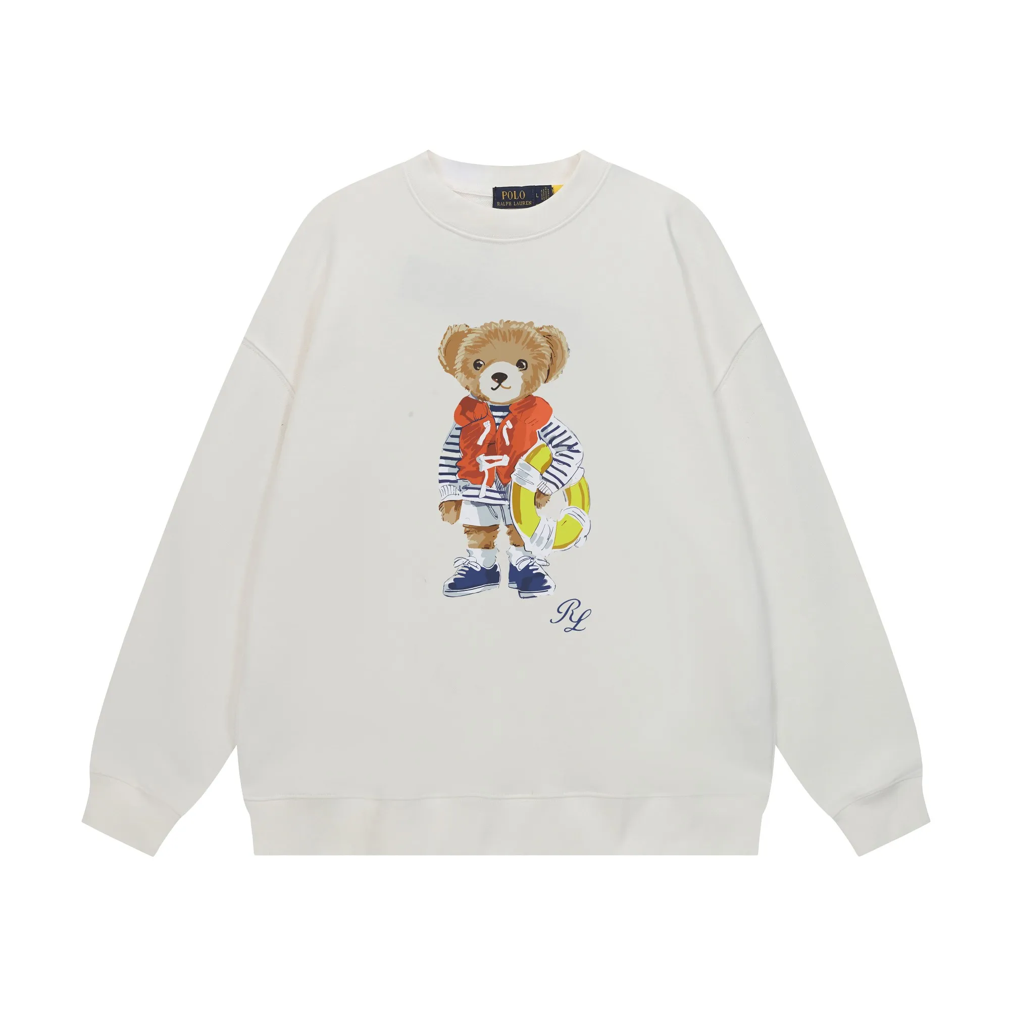 P200 Long-term stock] RalphLauren/Ralph Lauren 2025 autumn and winter new bear letter print 420g heavy large terry sweatshirt Ralph Lauren's age-reducing item, the coat fabric is made of 85% cotton ➕15% polyester, which not only retains the softness, comfort and breathability of cotton, but also adds the wear resistance and wrinkle resistance of polyester fiber, making the clothes more durable and easy to care for. Even in slightly cooler weather, you won't feel stuffy when wearing it. This kind of fabric has a natural crisp feel and is not easy to pill or deform. The bear on the chest is printed with English letters. It is full of color, full of three-dimensionality, and lifelike, adding a bit of liveliness and interest to the whole sweatshirt. There is no pressure to dress, regardless of age or gender. Complete accessories! Color: black, white, navy blue, light floral gray Size: M-L-XL-XXL